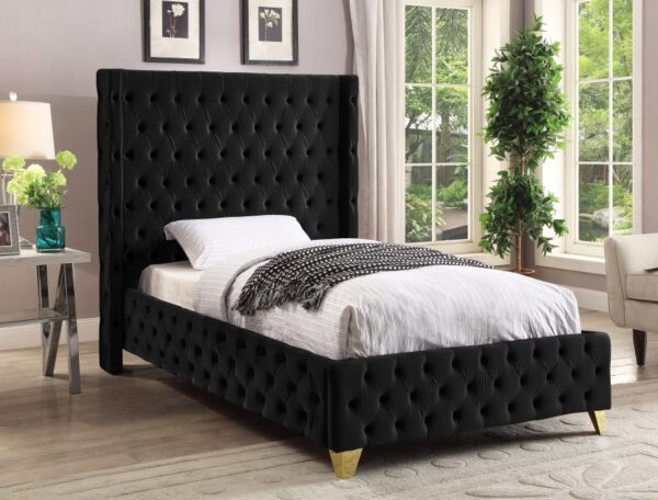 Savan Velvet Upholstered Twin Bed