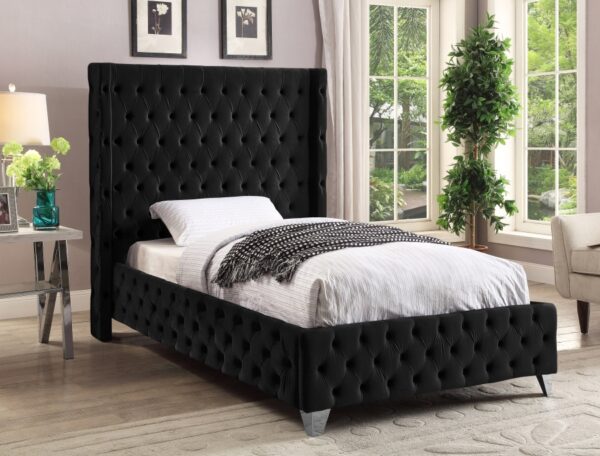 Savan Velvet Upholstered Twin Bed