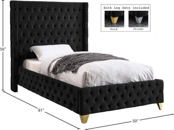 Savan Velvet Upholstered Twin Bed