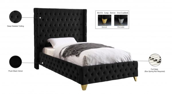 Savan Velvet Upholstered Twin Bed