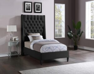 Fritz Velvet Upholstered Twin Bed