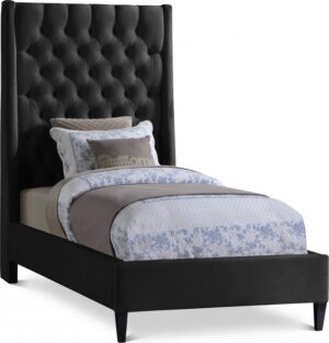Fritz Velvet Upholstered Twin Bed