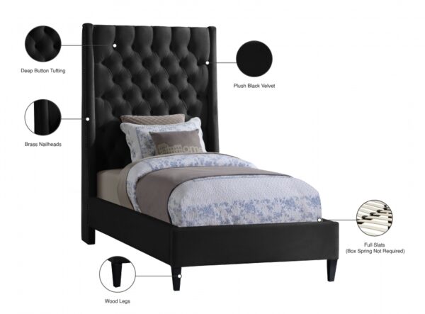 Fritz Velvet Upholstered Twin Bed
