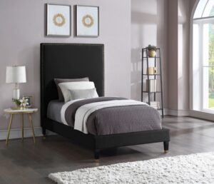 Harlie Velvet Upholstered Twin Bed
