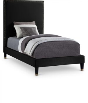Harlie Velvet Upholstered Twin Bed