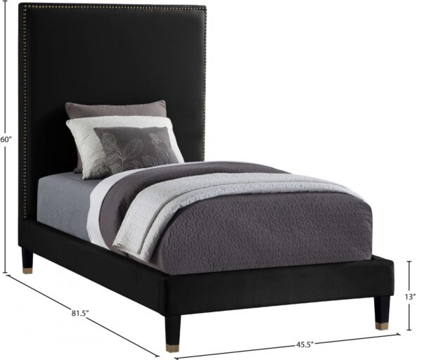 Harlie Velvet Upholstered Twin Bed