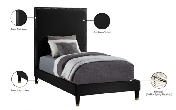 Harlie Velvet Upholstered Twin Bed