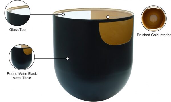 Doma Glass Top And Iron Base End / Side Table