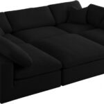 Serene Linen Textured Fabric Upholstered Deluxe Comfort Modular Collection