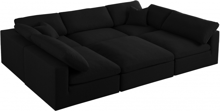 Serene Linen Textured Fabric Upholstered Deluxe Comfort Modular Collection