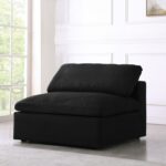 Serene Linen Textured Fabric Upholstered Deluxe Comfort Modular Armless Chair