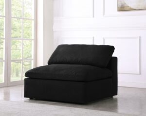 Serene Linen Textured Fabric Upholstered Deluxe Comfort Modular Armless Chair