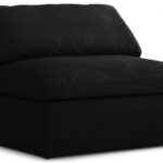 Serene Linen Textured Fabric Upholstered Deluxe Comfort Modular Armless Chair
