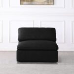 Serene Linen Textured Fabric Upholstered Deluxe Comfort Modular Armless Chair