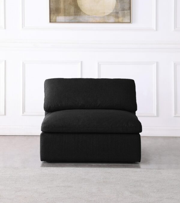 Serene Linen Textured Fabric Upholstered Deluxe Comfort Modular Armless Chair