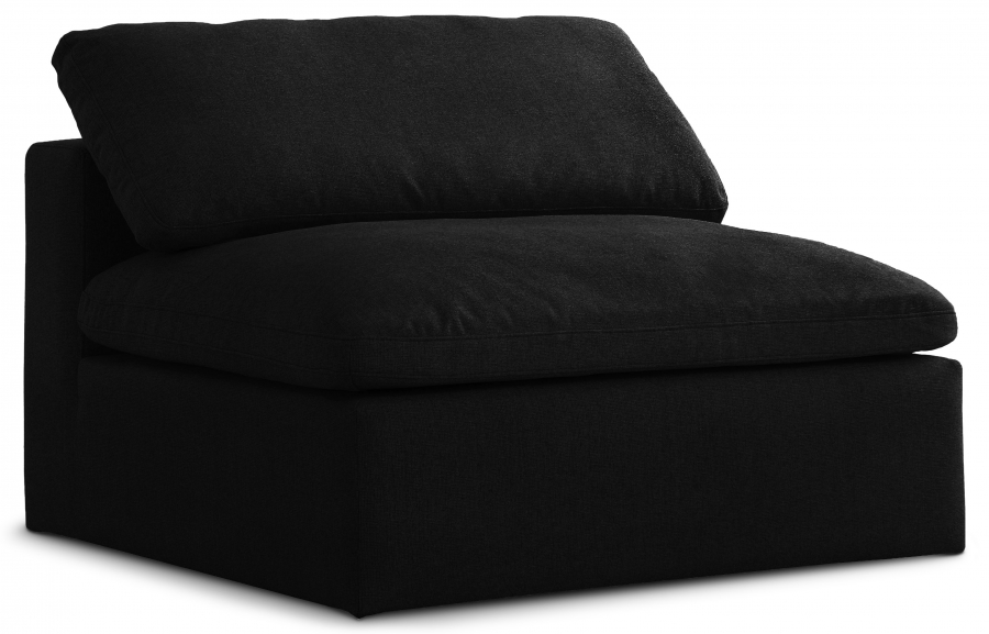 Serene Linen Textured Fabric Upholstered Deluxe Comfort Modular Armless Chair