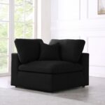 Serene Linen Textured Fabric Upholstered Deluxe Comfort Modular Corner Chair