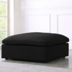 Serene Linen Textured Fabric Upholstered Deluxe Comfort Modular Ottoman