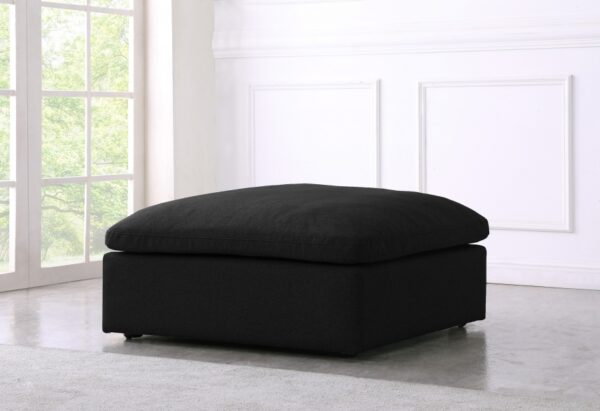 Serene Linen Textured Fabric Upholstered Deluxe Comfort Modular Ottoman