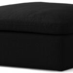 Serene Linen Textured Fabric Upholstered Deluxe Comfort Modular Ottoman