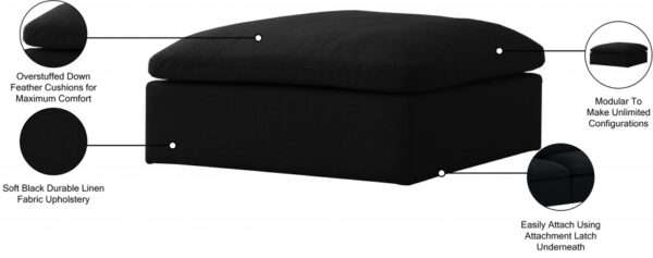 Serene Linen Textured Fabric Upholstered Deluxe Comfort Modular Ottoman