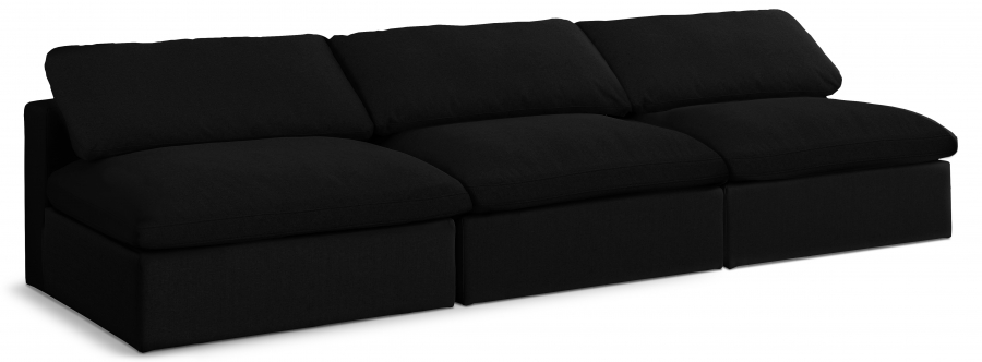 Serene 117" Linen Textured Fabric Upholstered Deluxe Comfort 3pc. Armless Modular Sofa
