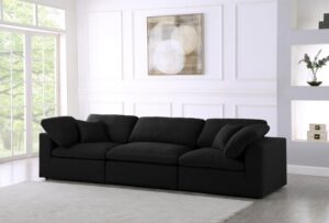 Serene 119" Linen Textured Fabric Upholstered Deluxe Comfort 3pc. Modular Sofa