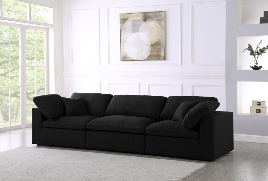Serene 119" Linen Textured Fabric Upholstered Deluxe Comfort 3pc. Modular Sofa