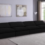 Serene 156" Linen Textured Fabric Upholstered Deluxe Comfort 4pc. Armless Modular Sofa