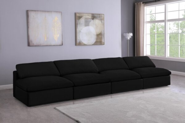 Serene 156" Linen Textured Fabric Upholstered Deluxe Comfort 4pc. Armless Modular Sofa