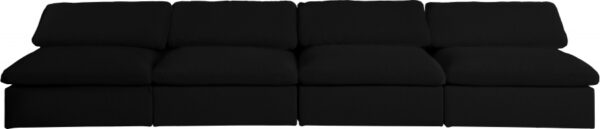 Serene 156" Linen Textured Fabric Upholstered Deluxe Comfort 4pc. Armless Modular Sofa