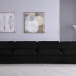 Serene 156" Linen Textured Fabric Upholstered Deluxe Comfort 4pc. Armless Modular Sofa