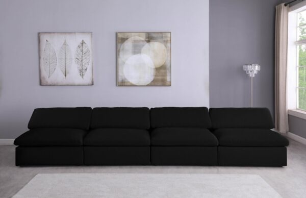 Serene 156" Linen Textured Fabric Upholstered Deluxe Comfort 4pc. Armless Modular Sofa