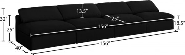 Serene 156" Linen Textured Fabric Upholstered Deluxe Comfort 4pc. Armless Modular Sofa