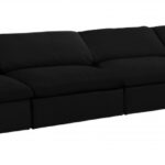 Serene 156" Linen Textured Fabric Upholstered Deluxe Comfort 4pc. Armless Modular Sofa