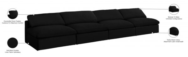 Serene 156" Linen Textured Fabric Upholstered Deluxe Comfort 4pc. Armless Modular Sofa