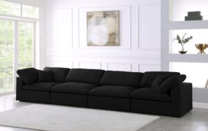Serene 158" Linen Textured Fabric Upholstered Deluxe Comfort 4pc. Modular Sofa
