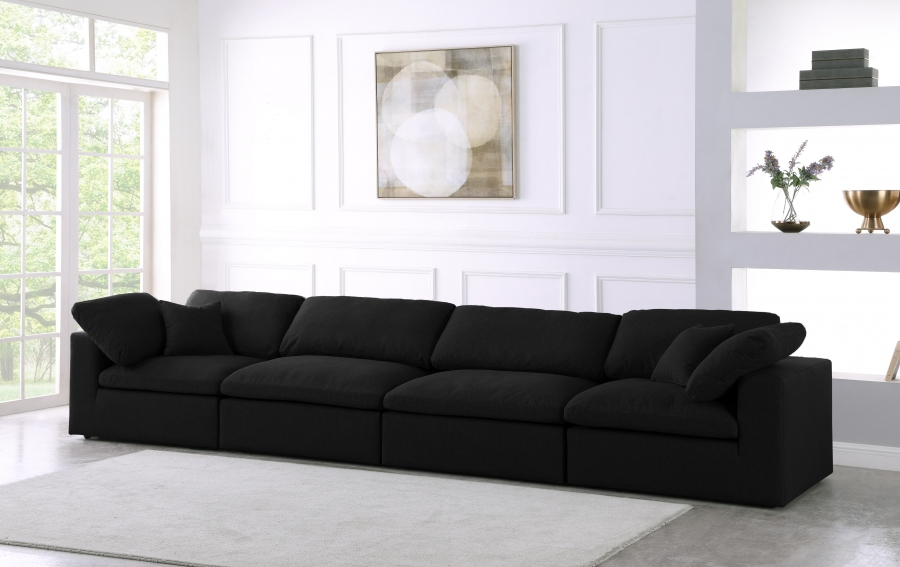 Serene 158" Linen Textured Fabric Upholstered Deluxe Comfort 4pc. Modular Sofa