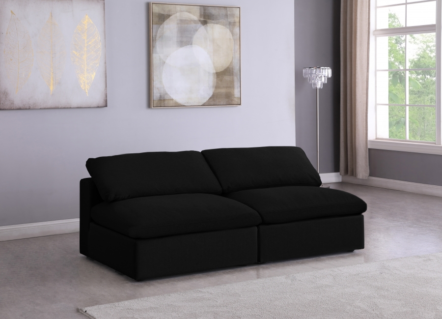 Serene 78" Linen Textured Fabric Upholstered Deluxe Comfort 2pc. Armless Modular Sofa