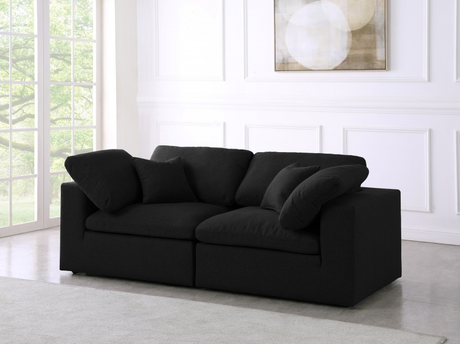 Serene 80" Linen Textured Fabric Upholstered Deluxe Comfort 2pc. Modular Sofa