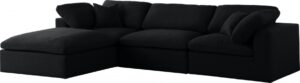Serene 119" Linen Textured Fabric Upholstered Deluxe Comfort 4pc. Modular Sectional