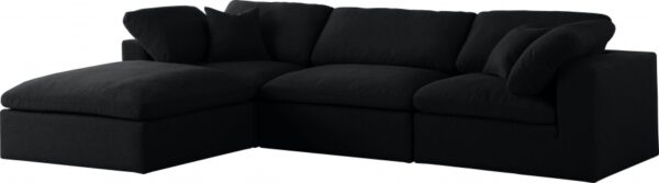 Serene 119" Linen Textured Fabric Upholstered Deluxe Comfort 4pc. Modular Sectional