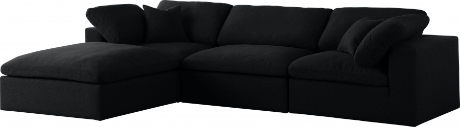 Serene 119" Linen Textured Fabric Upholstered Deluxe Comfort 4pc. Modular Sectional