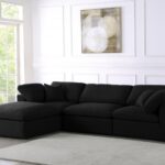 Serene 119" Linen Textured Fabric Upholstered Deluxe Comfort 4pc. Modular Sectional