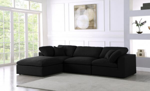 Serene 119" Linen Textured Fabric Upholstered Deluxe Comfort 4pc. Modular Sectional