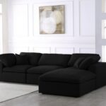 Serene 119" Linen Textured Fabric Upholstered Deluxe Comfort 4pc. Modular Sectional