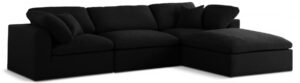 Serene 119" Linen Textured Fabric Upholstered Deluxe Comfort 4pc. Modular Sectional