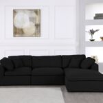 Serene 119" Linen Textured Fabric Upholstered Deluxe Comfort 4pc. Modular Sectional