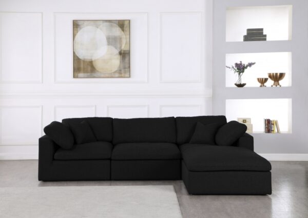 Serene 119" Linen Textured Fabric Upholstered Deluxe Comfort 4pc. Modular Sectional