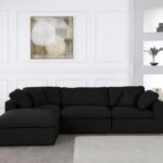 Serene 119" Linen Textured Fabric Upholstered Deluxe Comfort 4pc. Modular Sectional